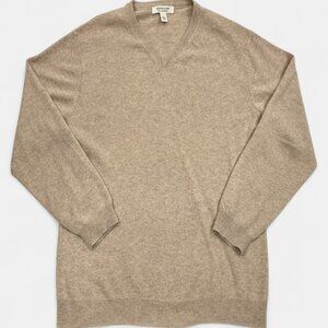 Pronto Uomo Cashmere Sweater Men's Large Tan Brown Long Sleeve V-Neck